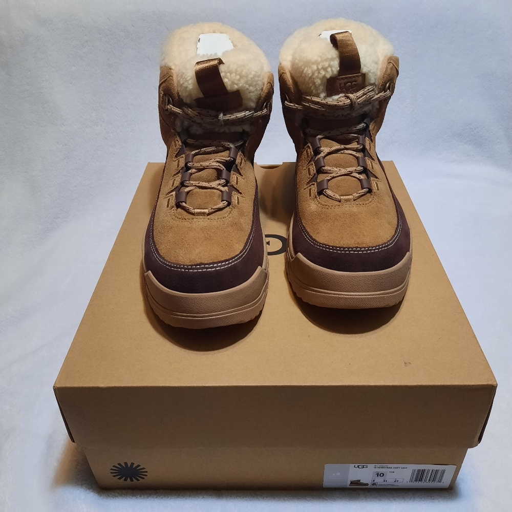 UGG Tan and Brown High-Top Boots. Original Box